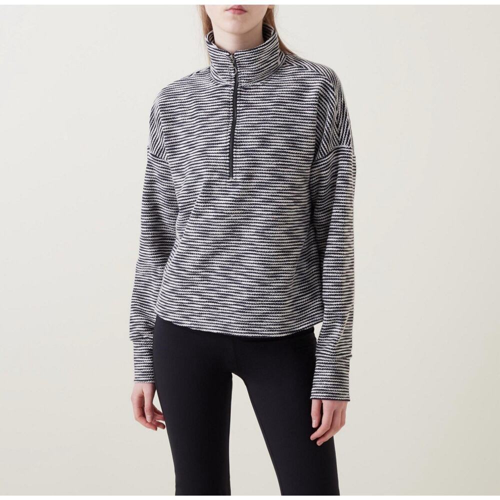 Sweaty Betty Rest Up 1/2 Zip Striped Cropped Pullover M 8 Activewear Minimialist